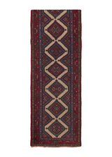 34327 Persian Rug Hamadan Handmade Runner Tribal 2'11'' x 11'2'' -3x11- Red Geometric Design