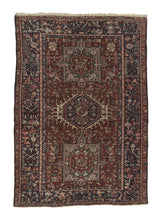 34331 Persian Rug Gharajeh Handmade Area Tribal Vintage 4'8'' x 6'6'' -5x7- Red Blue Geometric Design