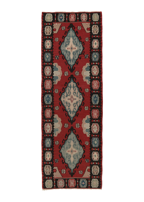 34338 Oriental Rug Turkish Handmade Runner Tribal 2'10'' x 7'11'' -3x8- Red Geometric Design