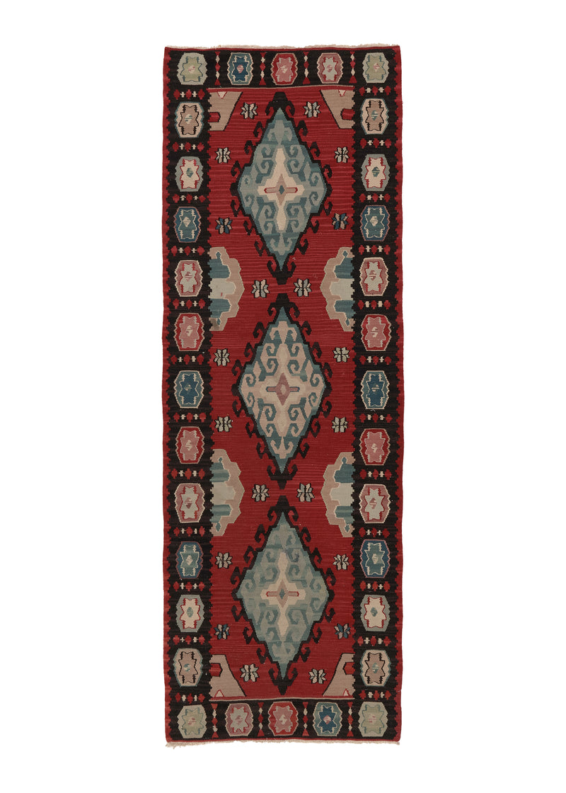 34338 Oriental Rug Turkish Handmade Runner Tribal 2'10'' x 7'11'' -3x8- Red Geometric Design