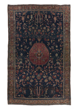 34342 Persian Rug Farahan Handmade Area Antique Traditional 4'2'' x 6'8'' -4x7- Blue Pink Floral Design