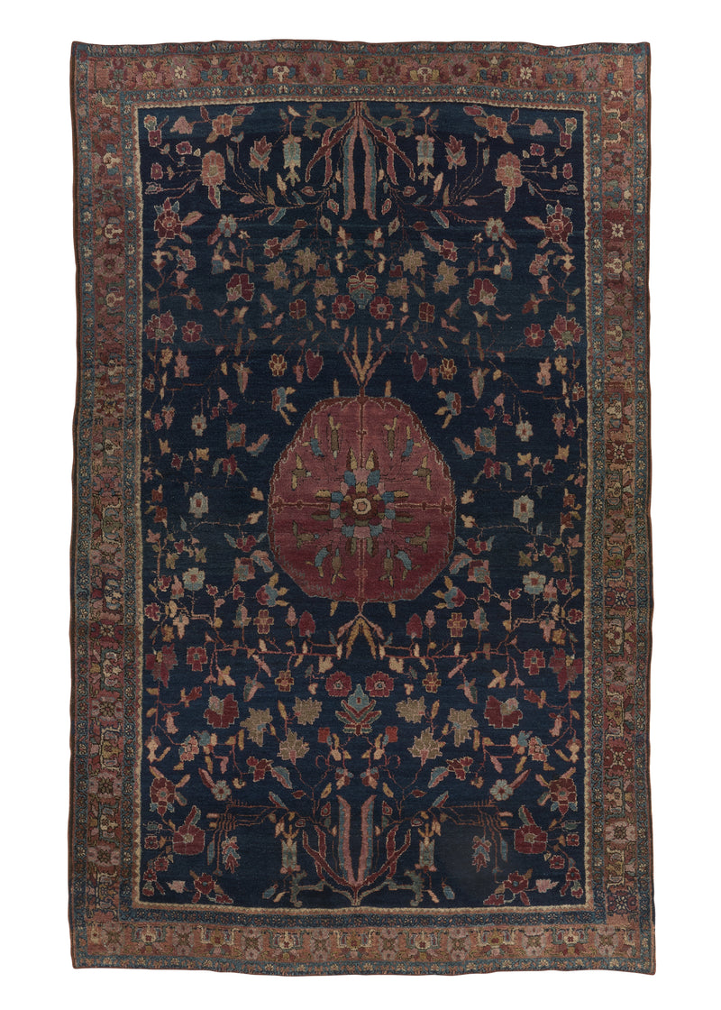 34342 Persian Rug Farahan Handmade Area Antique Traditional 4'2'' x 6'8'' -4x7- Blue Pink Floral Design