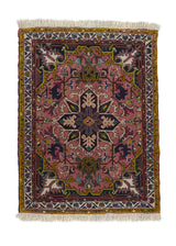 34352 Persian Rug Heriz Handmade Area Tribal 2'7'' x 3'5'' -3x3- Yellow Gold Pink Geometric Design