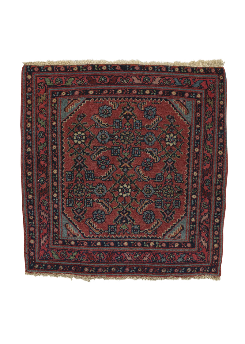34356 Persian Rug Malayer Handmade Area Square Tribal Vintage 2'5'' x 2'5'' -2x2- Orange Herati Design