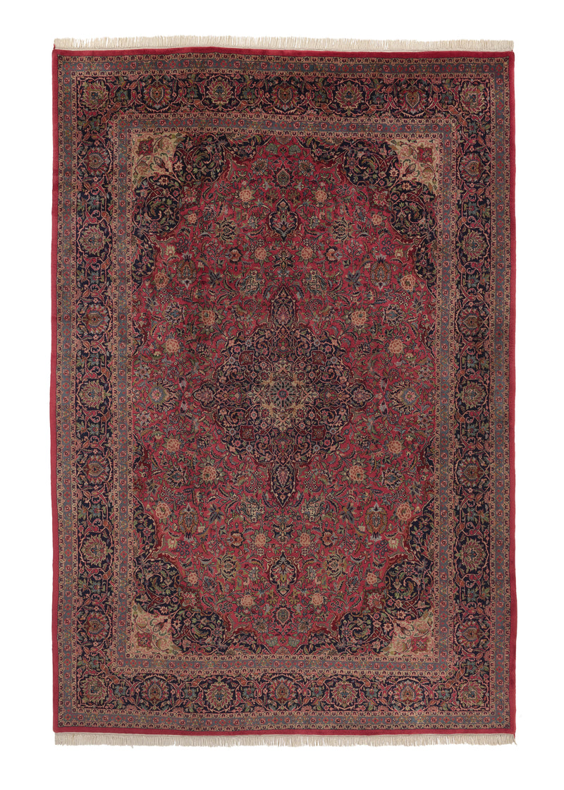 34376 Oriental Rug Indian Handmade Area Traditional 8'1'' x 12'2'' -8x12- Pink Floral Kashan Design