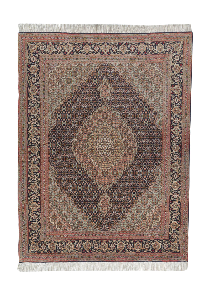 34379 Persian Rug Tabriz Handmade Area Traditional 4'10'' x 6'5'' -5x6- Pink Blue Mahi Fish Design