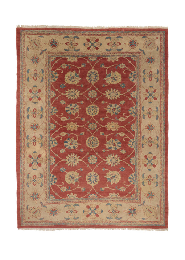 34432 Persian Rug Mahal Handmade Area Tribal 9'1'' x 12'1'' -9x12- Red Whites Beige Floral Design