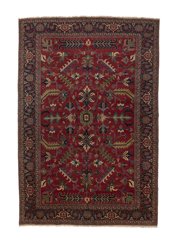 34434 Persian Rug Heriz Handmade Area Tribal 11'3'' x 16'5'' -11x16- Red Green Geometric Design
