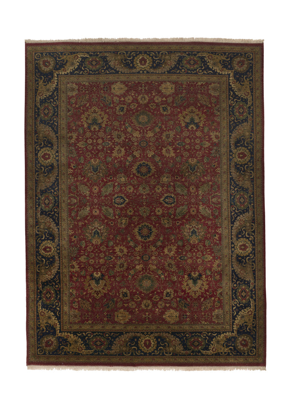34440 Oriental Rug Indian Handmade Area Transitional 10'3'' x 14'0'' -10x14- Red Blue Jaipur Floral Design