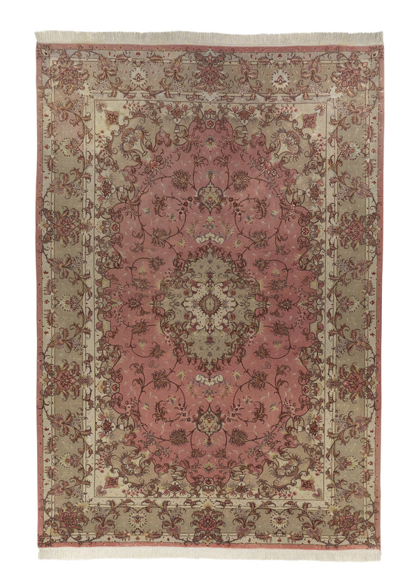 34444 Persian Rug Tabriz Handmade Area Traditional 6'8'' x 10'3'' -7x10- Pink Naghsh Floral Design