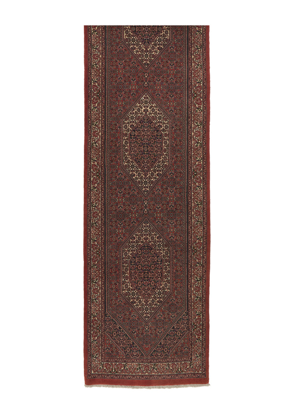 34467 Persian Rug Bijar Handmade Runner Traditional 2'10'' x 13'8'' -3x14- Red Herati Design
