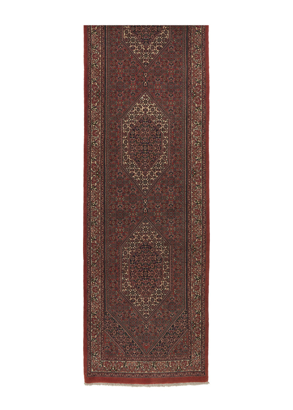 34467 Persian Rug Bijar Handmade Runner Traditional 2'10'' x 13'8'' -3x14- Red Herati Design