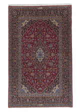 34470 Persian Rug Kashan Handmade Area Traditional 4'8'' x 7'3'' -5x7- Red Blue Toranj Mehrab Vahedan Design