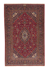 34474 Persian Rug Kashan Handmade Area Traditional 4'9'' x 7'4'' -5x7- Red Blue Toranj Mehrab Shadsar Design