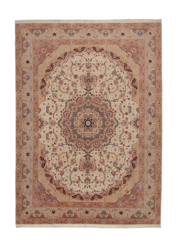 34490 Persian Rug Tabriz Handmade Area Traditional 8'2'' x 11'6'' -8x12- Pink Whites Beige Floral Naghsh Design