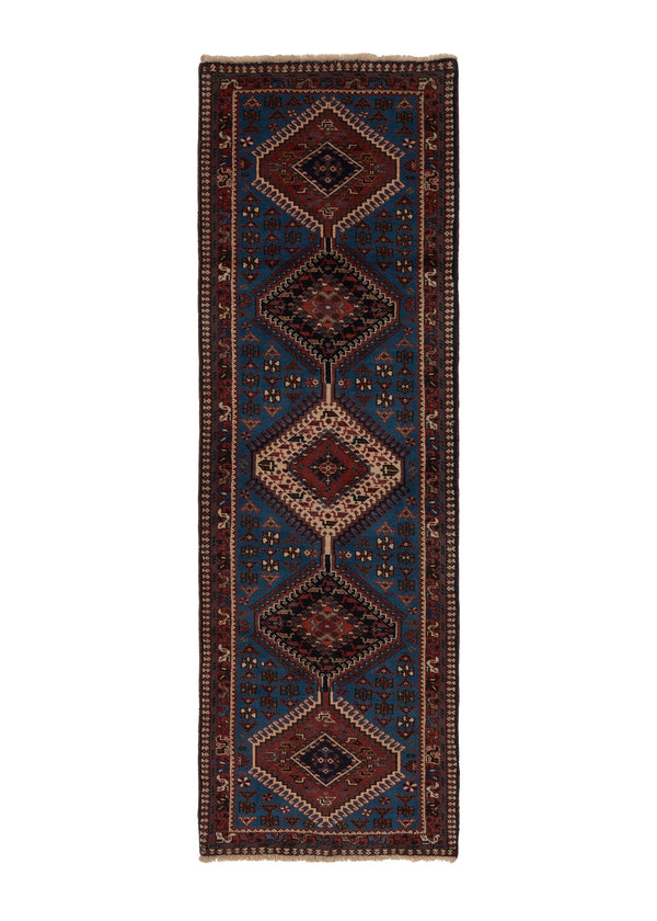 34497 Persian Rug Yalameh Handmade Runner Tribal 2'1'' x 6'6'' -2x7- Blue Geometric Design