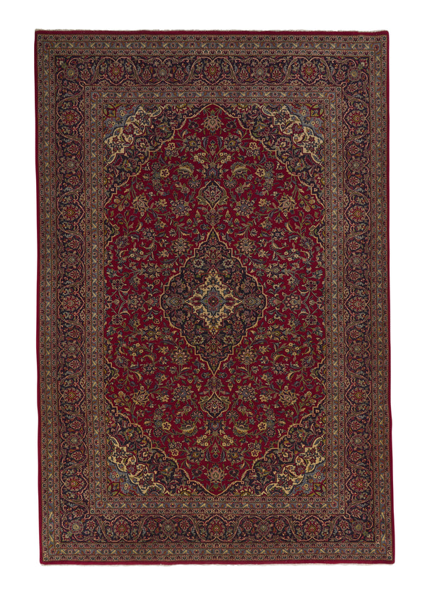 34507 Persian Rug Kashan Handmade Area Traditional 6'10'' x 10'4'' -7x10- Red Toranj Mehrab Design