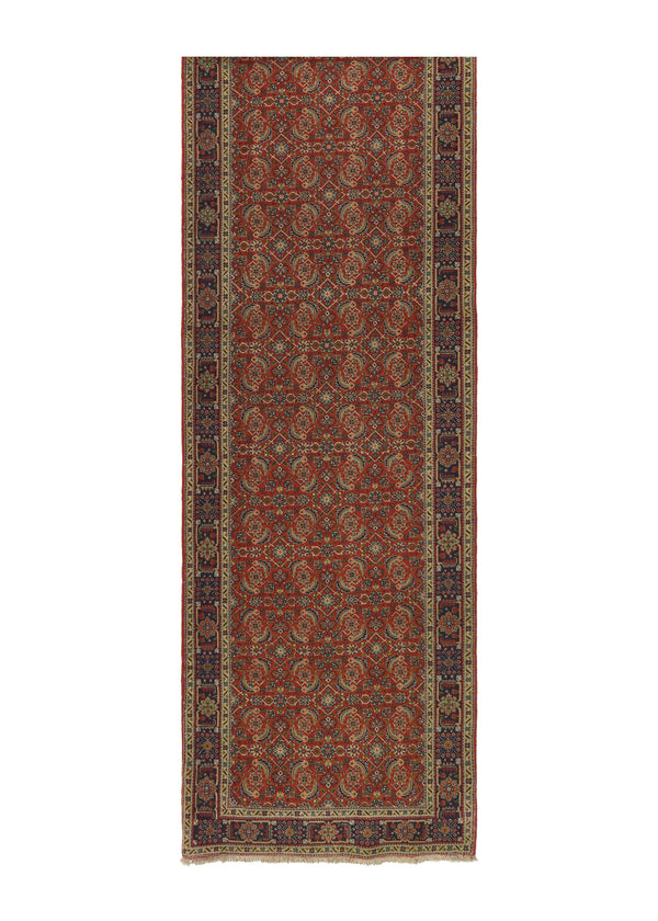 34512 Persian Rug Tabriz Handmade Runner Traditional 2'8'' x 19'2'' -3x19- Red Mahi Fish Design