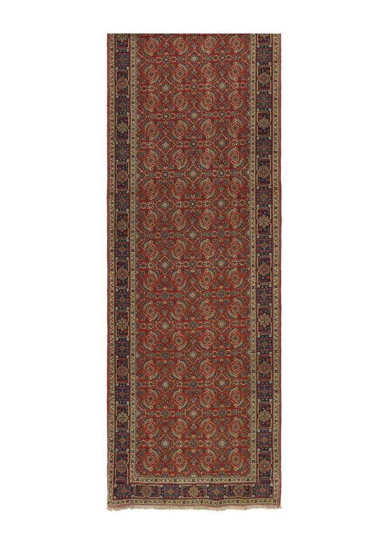34512 Persian Rug Tabriz Handmade Runner Traditional 2'8'' x 19'2'' -3x19- Red Mahi Fish Design