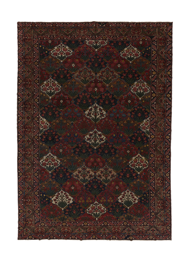 34514 Persian Rug Bakhtiari Handmade Area Tribal Vintage 13'0'' x 18'1'' -13x18- Red Green Blue Garden Design