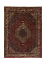 34517 Persian Rug Bijar Handmade Area Traditional 8'3'' x 11'4'' -8x11- Red Blue Whites Beige Herati Design