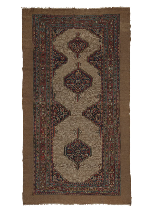 34521 Persian Rug Sarab Handmade Area Runner Antique Tribal 6'8'' x 12'3'' -7x12- Whites Beige Blue Geometric Design