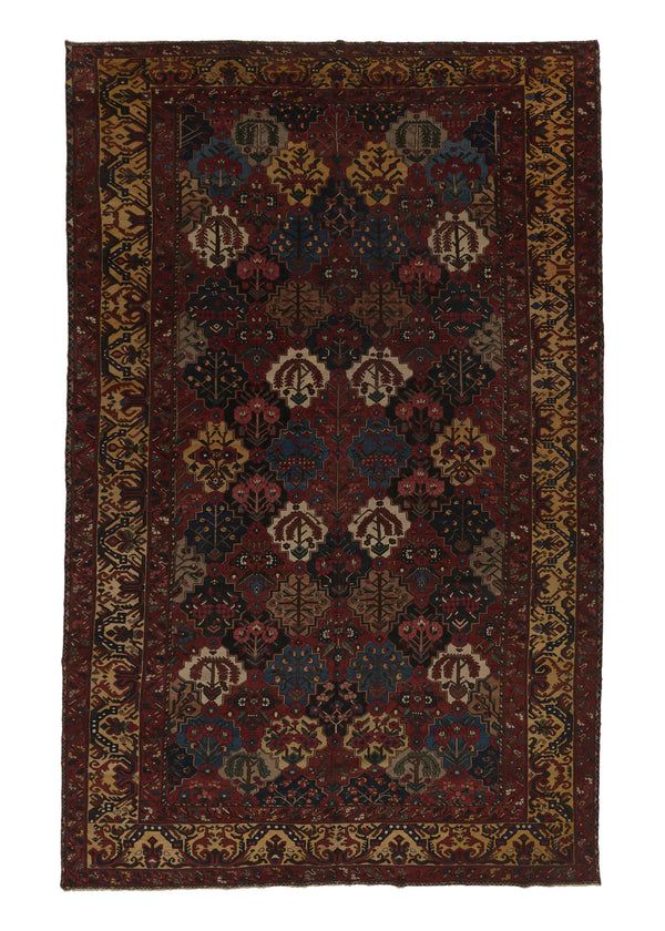 34525 Persian Rug Bakhtiari Handmade Area Tribal 10'6'' x 17'0'' -11x17- Red Yellow Gold Garden Design