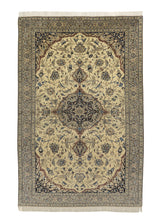 34528 Persian Rug Nain Handmade Area Traditional 6'8'' x 10'4'' -7x10- Whites Beige Blue Floral Animals Design
