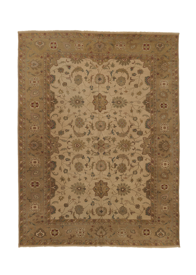 34535 Oriental Rug Turkish Handmade Area Transitional 12'2'' x 16'0'' -12x16- Whites Beige Floral Oushak Design