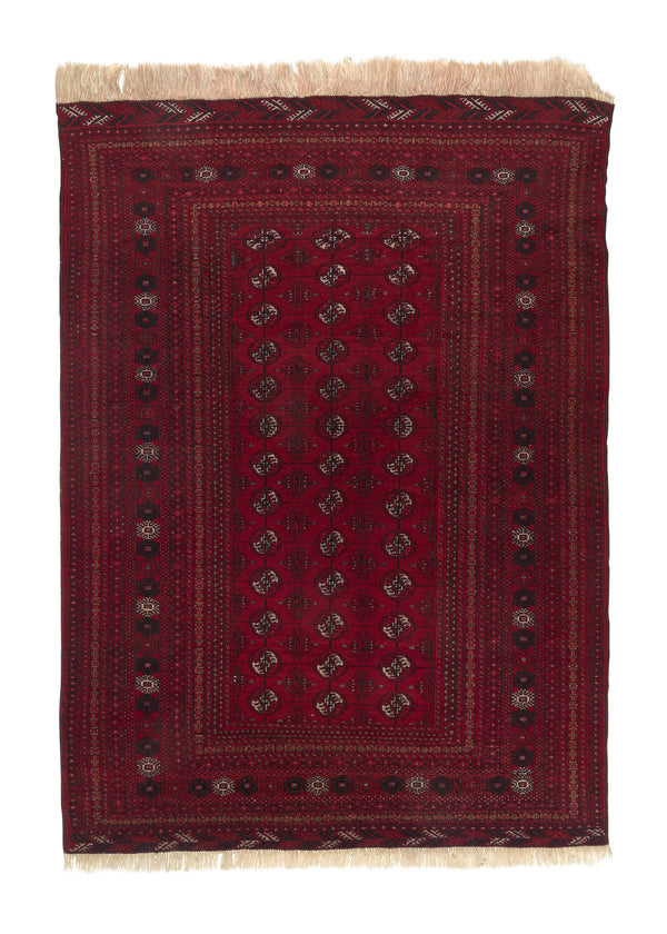 34540 Persian Rug Turkmen Handmade Area Tribal 4'3'' x 5'11'' -4x6- Red Bokhara Design