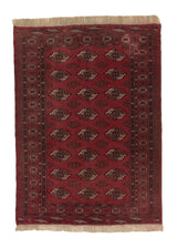 34541 Persian Rug Turkmen Handmade Area Tribal 4'7'' x 6'3'' -5x6- Red Bokhara Design