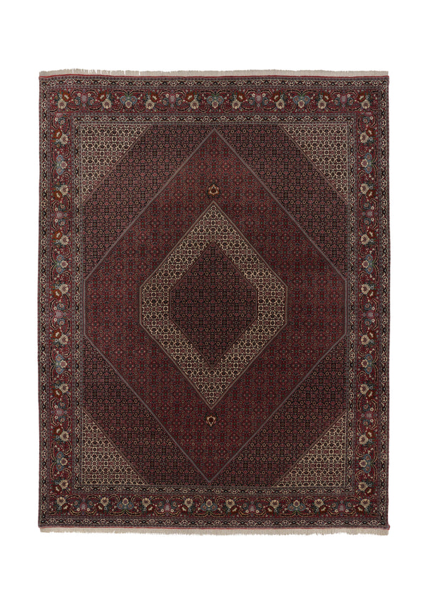 34544 Persian Rug Bijar Handmade Area Traditional 9'11'' x 12'11'' -10x13- Red Blue Whites Beige Herati Design