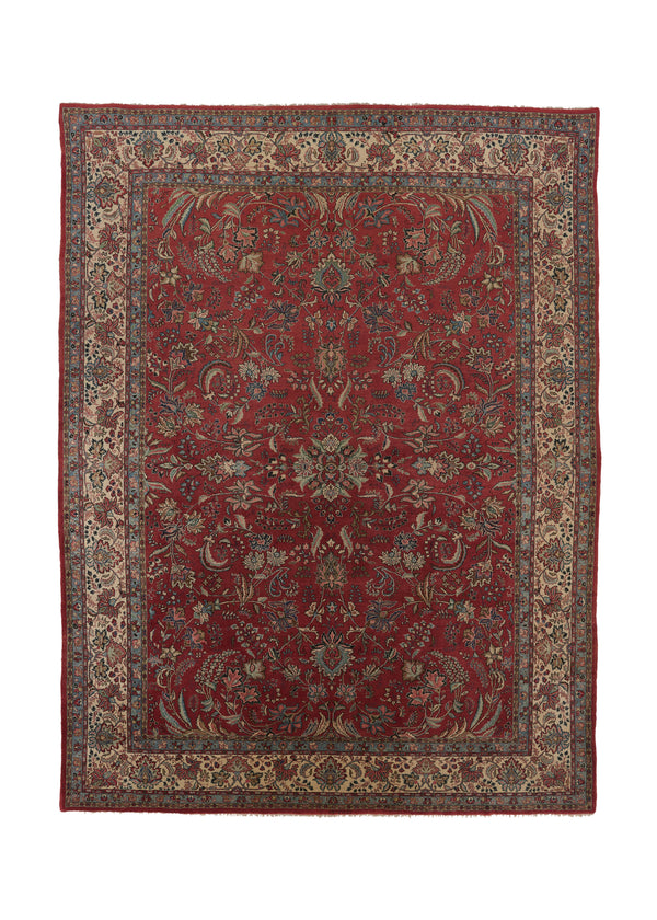 34545 Persian Rug Sarouk Handmade Area Traditional 9'11'' x 12'11'' -10x13- Red Floral Design