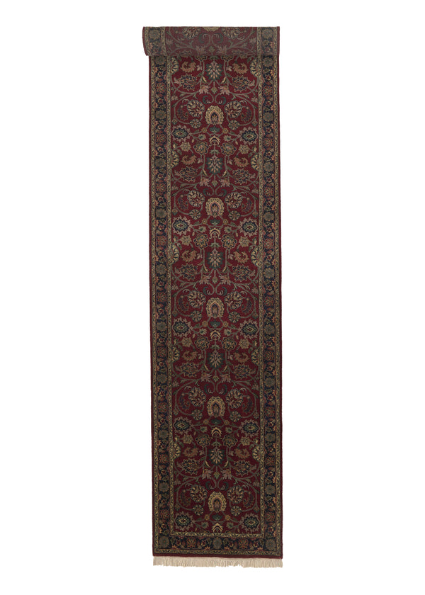 34546 Oriental Rug Indian Handmade Runner Traditional 2'7'' x 16'0'' -3x16- Red Blue Floral Design