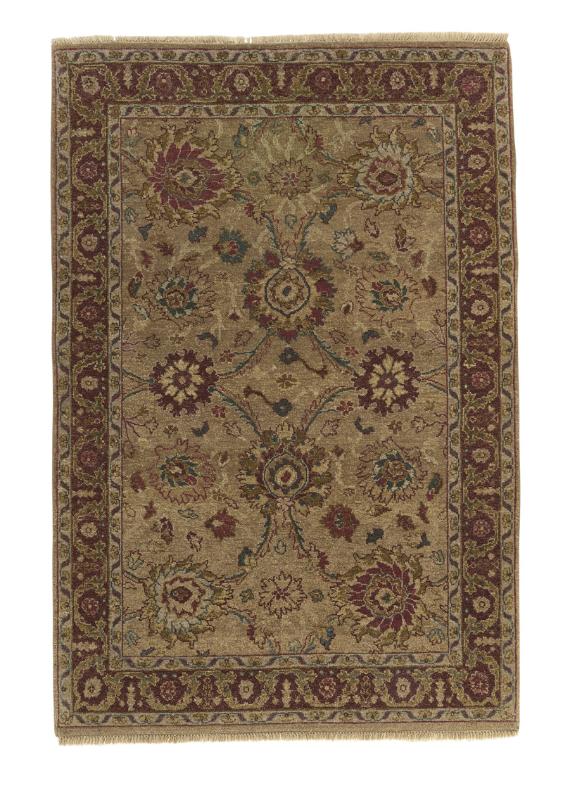 34547 Oriental Rug Indian Handmade Area Transitional 4'0'' x 6'0'' -4x6- Whites Beige Green Jaipur Design