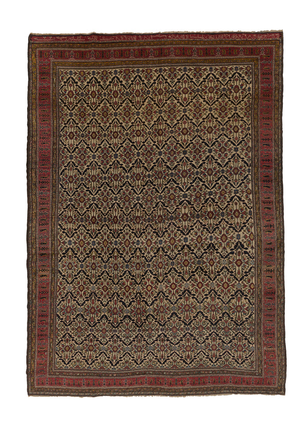 34550 Persian Rug Bakhtiari Handmade Area Antique Tribal 12'5'' x 17'0'' -12x17- Whites Beige Red Floral Design