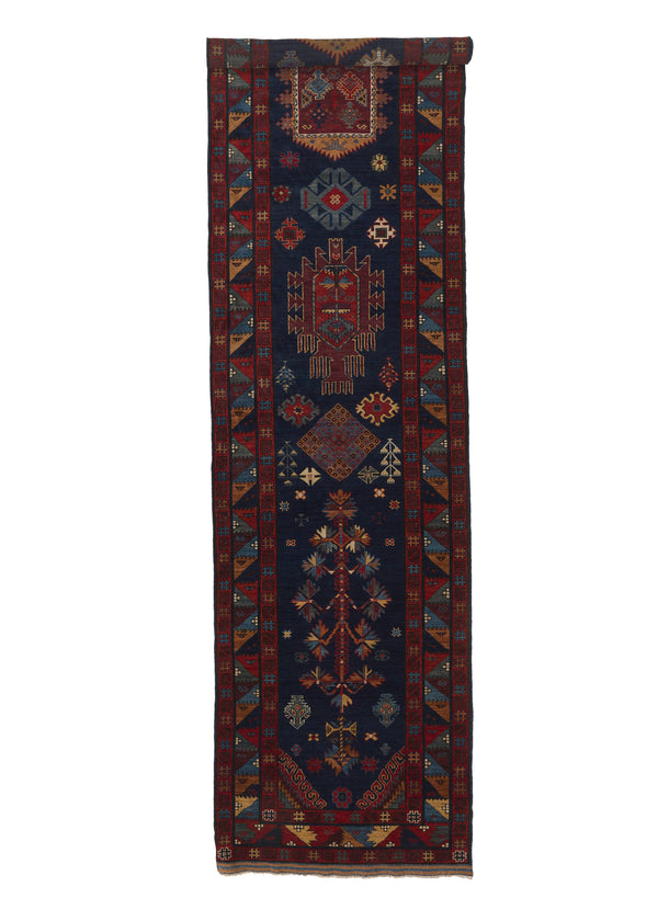 34560 Oriental Rug Pakistani Handmade Runner Transitional Tribal 3'5'' x 13'7'' -3x14- Blue Multi-color Baloch Design