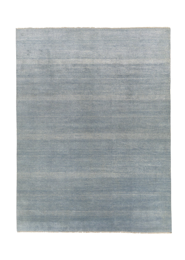 34567 Oriental Rug Indian Handmade Area Modern 7'11'' x 10'3'' -8x10- Blue Stripes Design