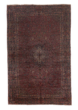 34572 Persian Rug Kashan Handmade Area Antique Traditional 10'9'' x 17'9'' -11x18- Red Blue Toranj Mehrab Floral Design