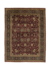 34578 Oriental Rug Indian Handmade Area Transitional 9'0'' x 12'0'' -9x12- Red Blue Floral Design