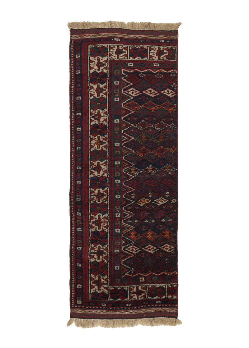 34581 Persian Rug Kurdistan Handmade Runner Tribal 2'5'' x 6'0'' -2x6- Red Blue Floral Design