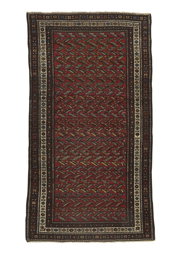 34595 Persian Rug Malayer Handmade Area Runner Tribal Vintage 3'7'' x 6'5'' -4x6- Red Brown Geometric Design
