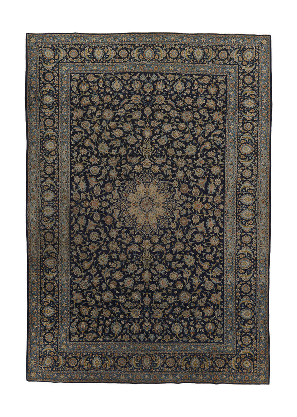 34599 Persian Rug Kashan Handmade Area Traditional 9'10'' x 14'7'' -10x15- Blue Green Floral Design