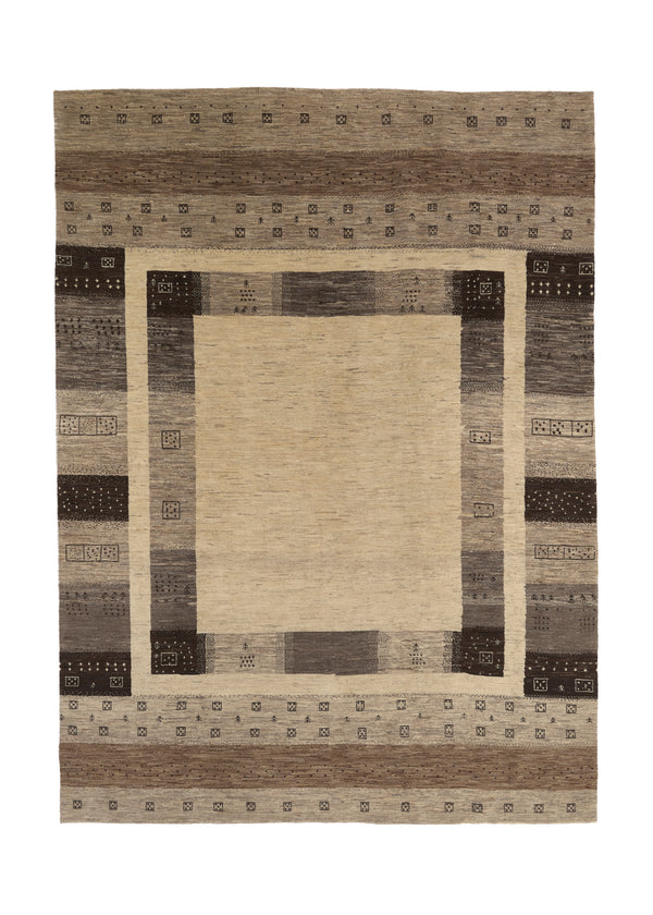 34601 Persian Rug Gabbeh Handmade Area Tribal 8'3'' x 11'5'' -8x11- Whites Beige Brown Open Design