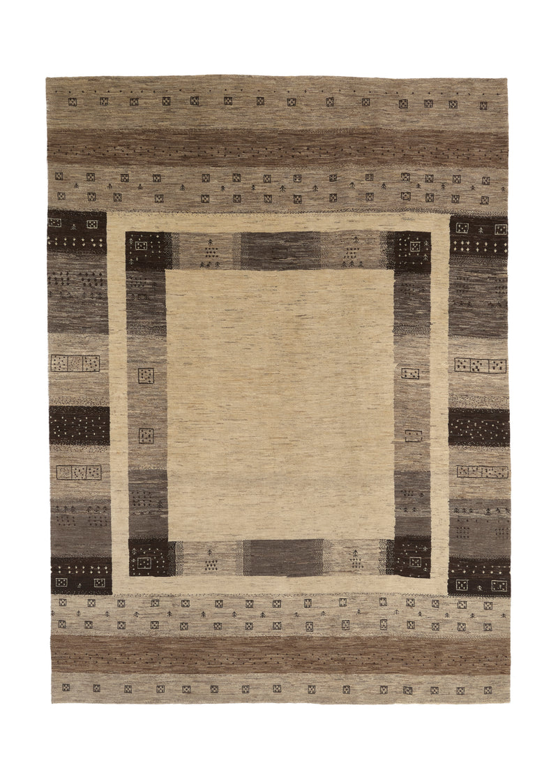 34601 Persian Rug Gabbeh Handmade Area Tribal 8'3'' x 11'5'' -8x11- Whites Beige Brown Open Design