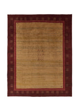 34608 Persian Rug Gabbeh Handmade Area Tribal 9'10'' x 12'4'' -10x12- Red Yellow Gold Open Plain Design