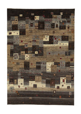 34614 Persian Rug Gabbeh Handmade Area Tribal 5'8'' x 8'0'' -6x8- Brown Pictorial Geometric Design