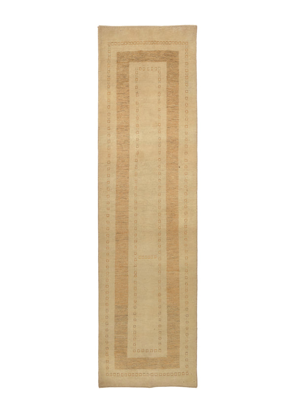 34621 Persian Rug Gabbeh Handmade Runner Tribal 2'6'' x 9'5'' -3x9- Whites Beige Open Geometric Plain Design