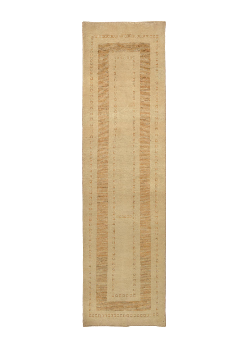 34621 Persian Rug Gabbeh Handmade Runner Tribal 2'6'' x 9'5'' -3x9- Whites Beige Open Geometric Plain Design