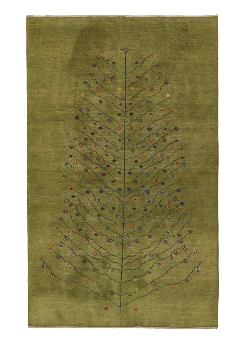 34623 Persian Rug Gabbeh Handmade Area Tribal 3'6'' x 5'9'' -4x6- Green Tree of Life Design